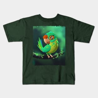 Cute Orange-fronted parakeet on a tree Kids T-Shirt